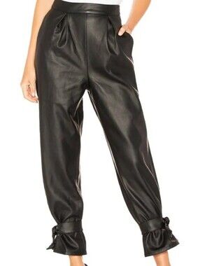 Lovers + Friends Zander Faux Leather Pants Black High Rise Wide Leg M NWT